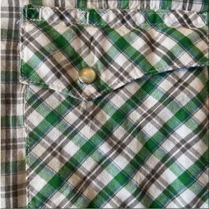 Wrangler Mens 3X Vintage Green and White Western Short Sleeve Shirt